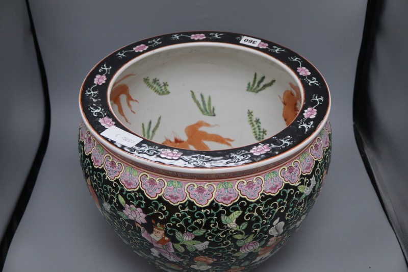 A Chinese enamelled fish bowl, height 30cm